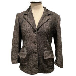 Talbots Petites Stretch Gray Jacket Button Front Long Sleeves woman Size 6
